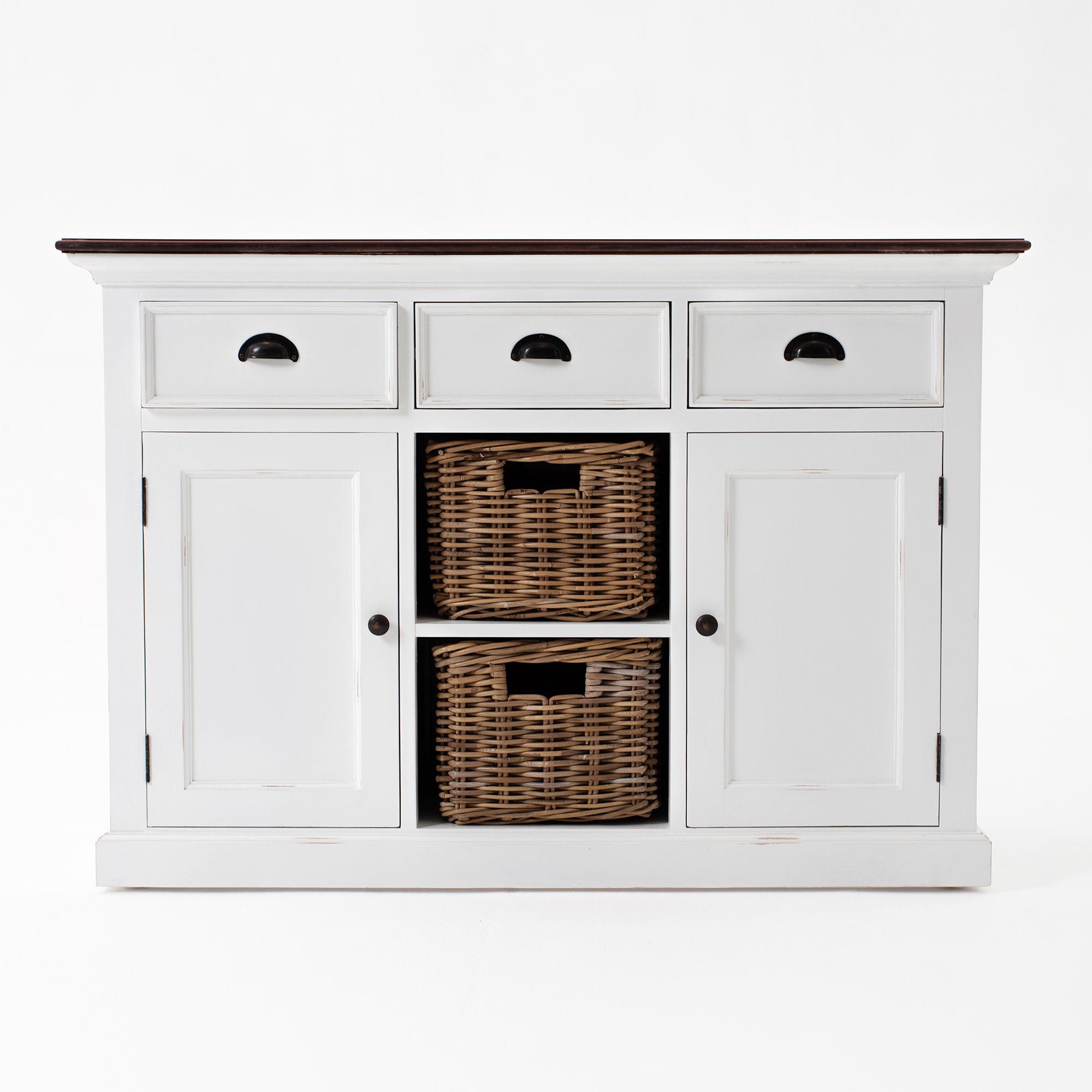 Halifax Accent Coastal White & Brown Buffet with 2 Baskets