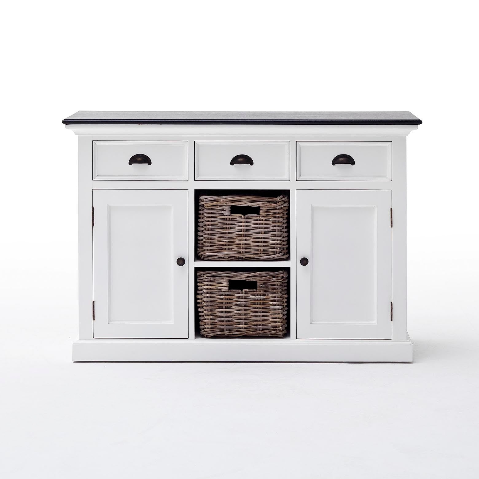 Halifax Contrast Farmhouse White & Black Buffet with 2 Baskets