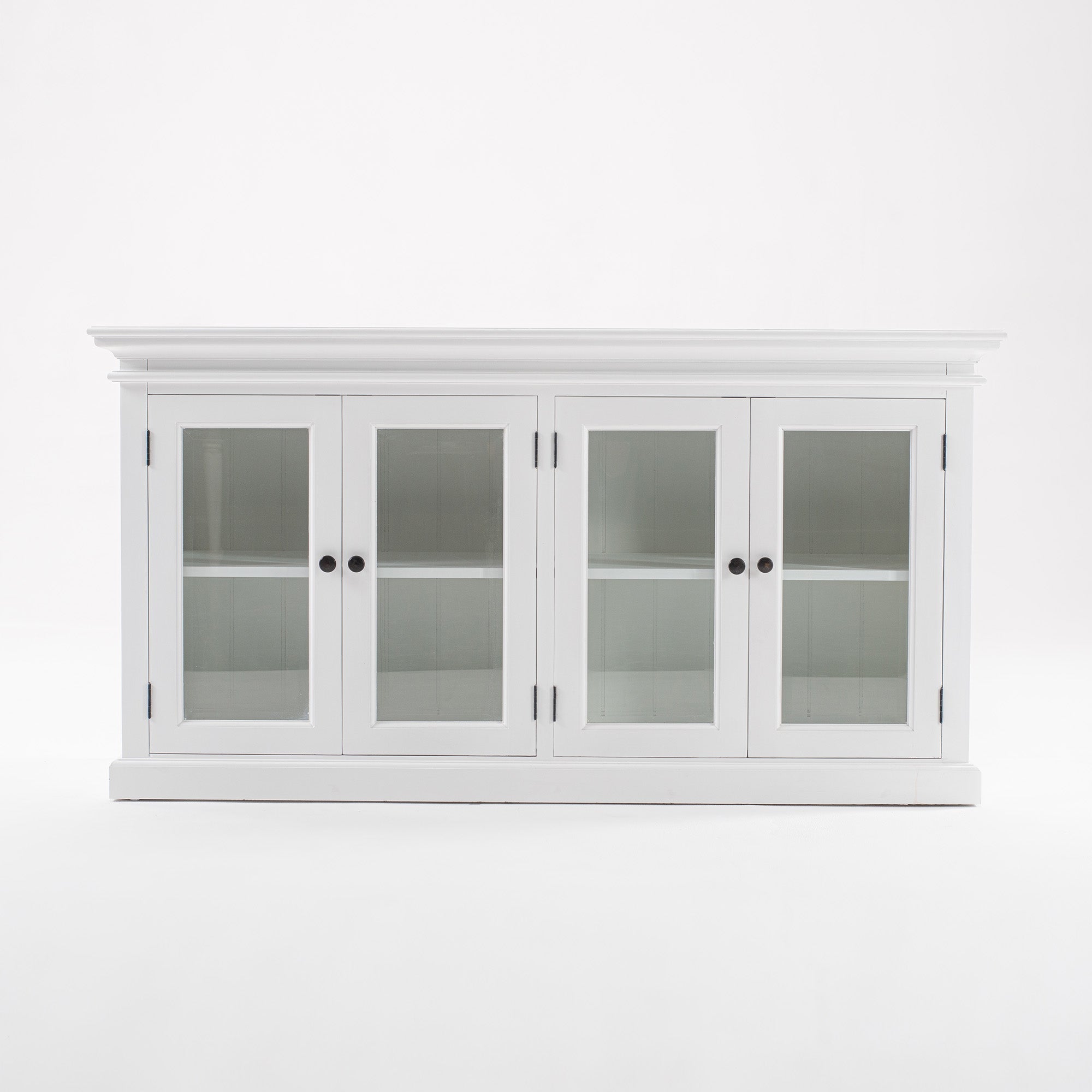 Halifax Coastal White Display Sideboard with 4 Glass Doors