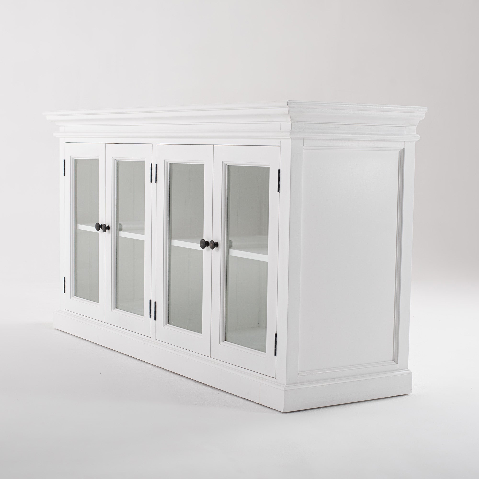 Halifax Coastal White Display Sideboard with 4 Glass Doors