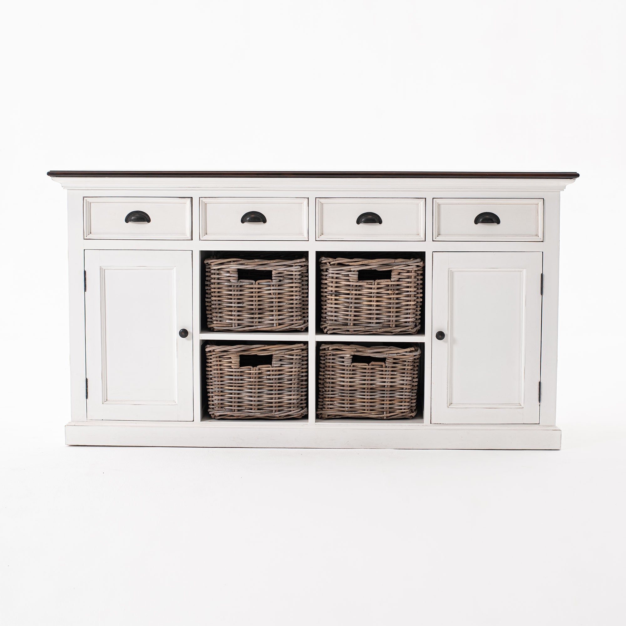 Halifax Accent Coastal White & Brown Buffet with 4 Baskets