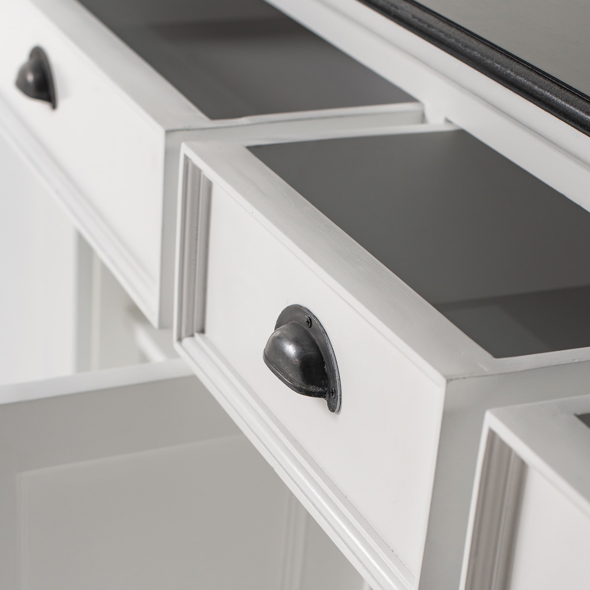 Halifax Contrast Farmhouse White & Black Buffet with 5 Doors 3 Drawers