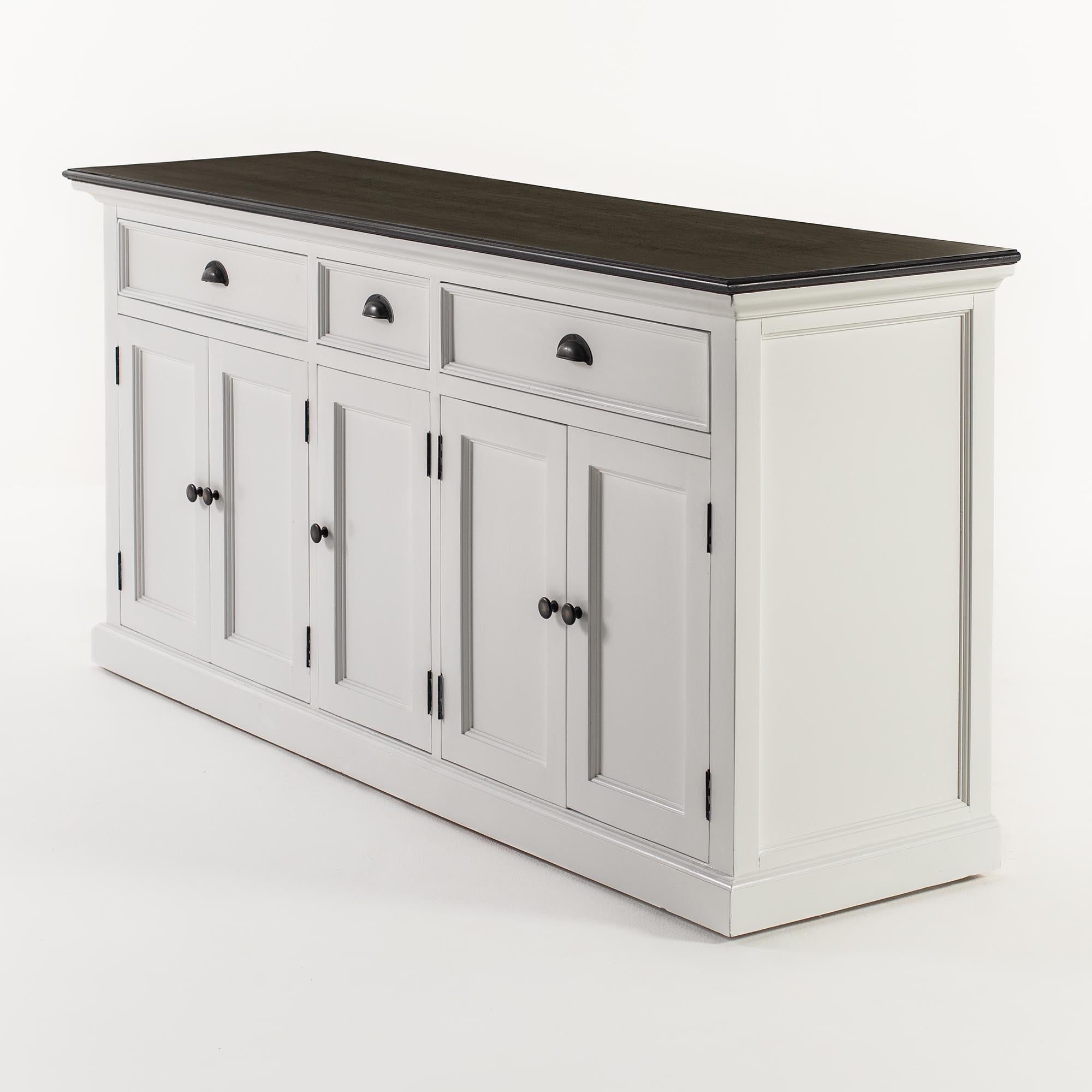 Halifax Contrast Farmhouse White & Black Buffet with 5 Doors 3 Drawers