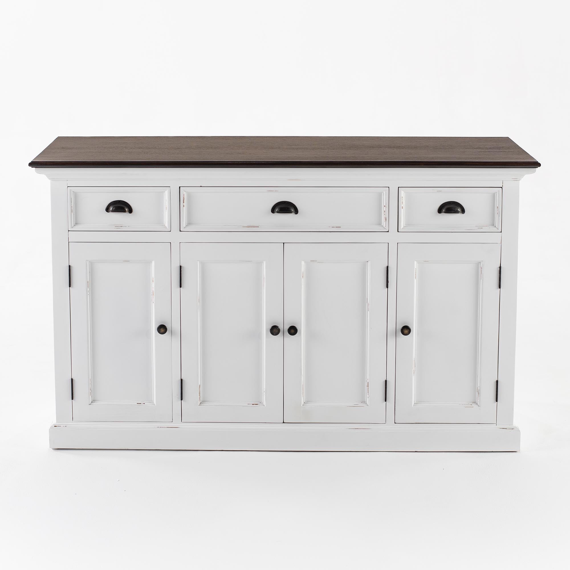 Halifax Accent Coastal White & Brown Buffet with 4 Doors 3 Drawers