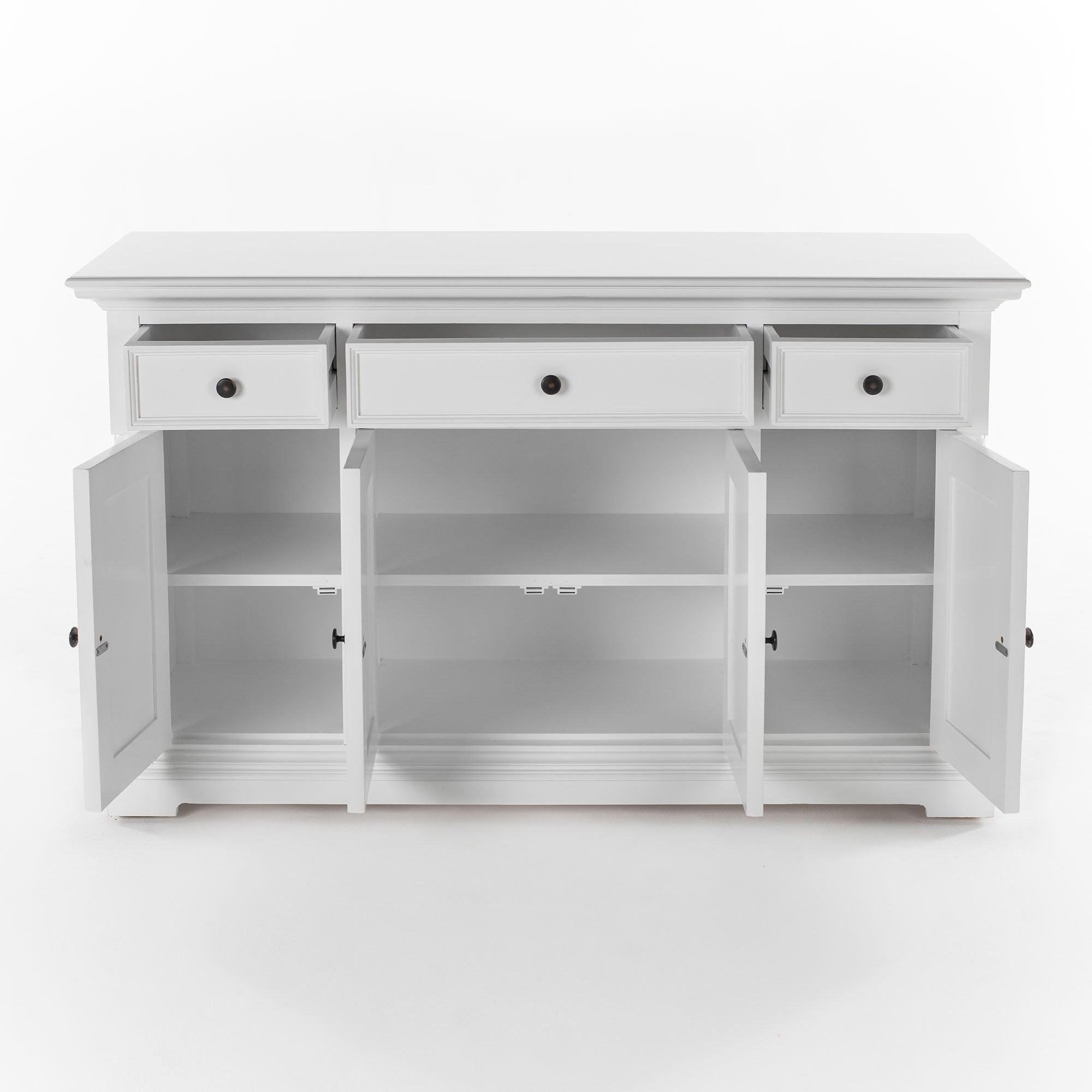 Provence French Country White Buffet with 4 Doors 3 Drawers