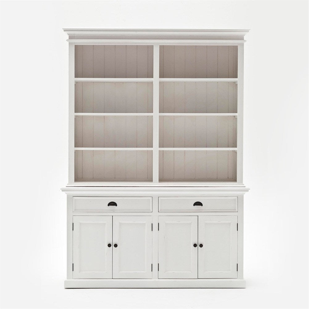 Halifax Coastal White Hutch Bookcase Cabinet