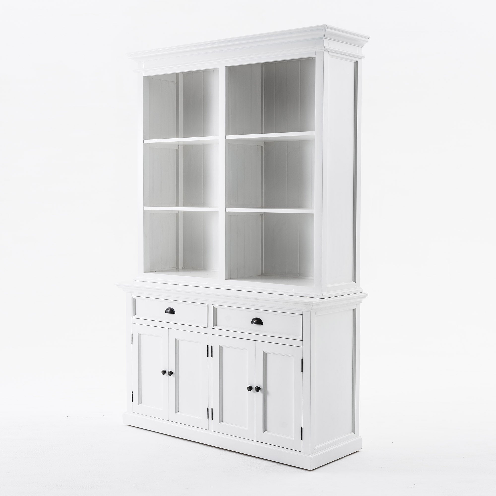 Halifax Coastal White Buffet Hutch Cabinet with 6 Shelves