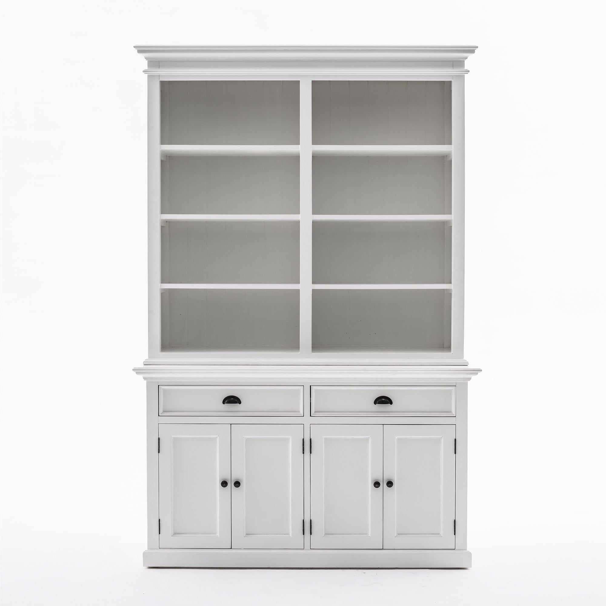 Halifax Coastal White Buffet Hutch Cabinet with 8 Shelves