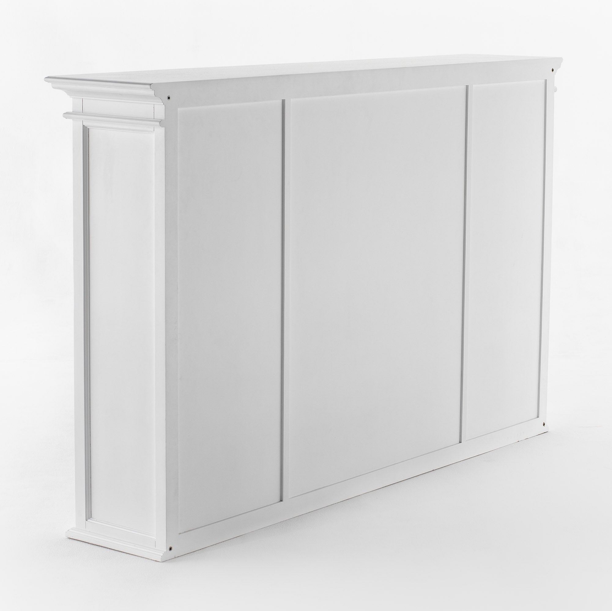 Halifax Coastal White Buffet Hutch Cabinet with 4 Glass Doors