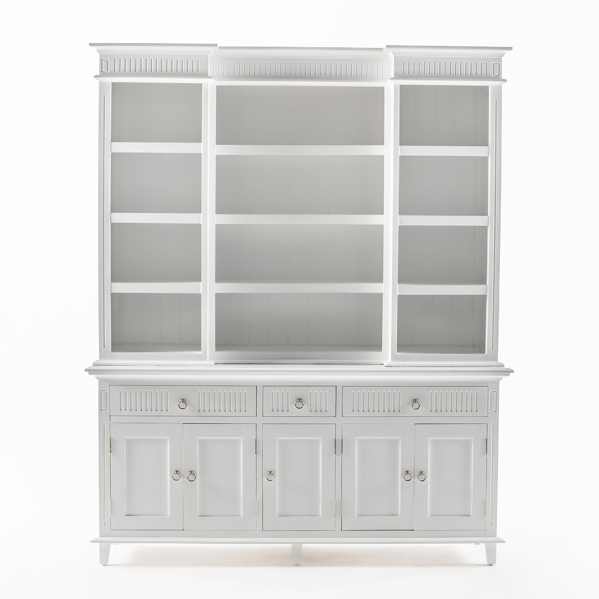 Skansen Nordic Design Classic White Kitchen Hutch Cabinet with 5 Doors 3 Drawers