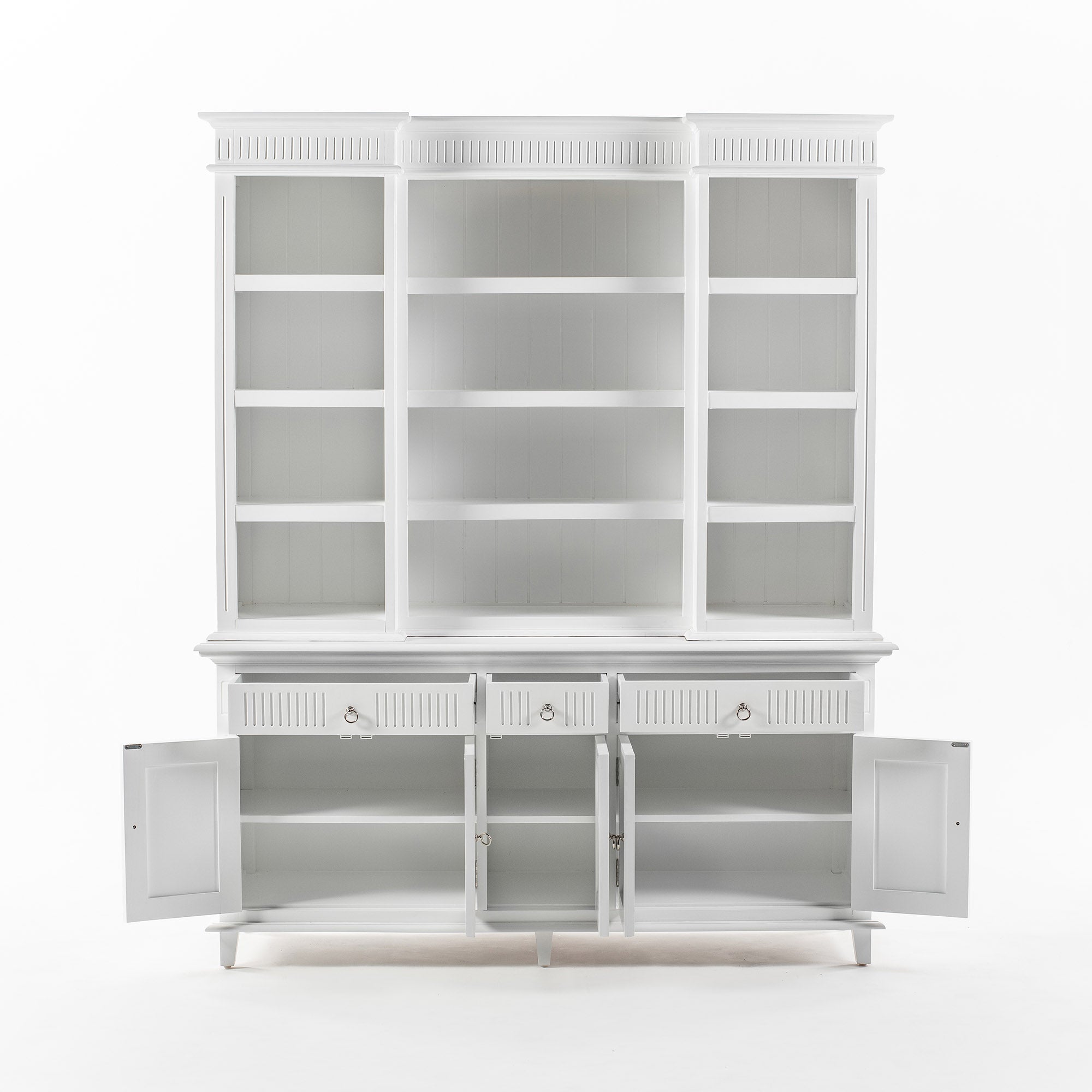 Skansen Nordic Design Classic White Kitchen Hutch Cabinet with 5 Doors 3 Drawers