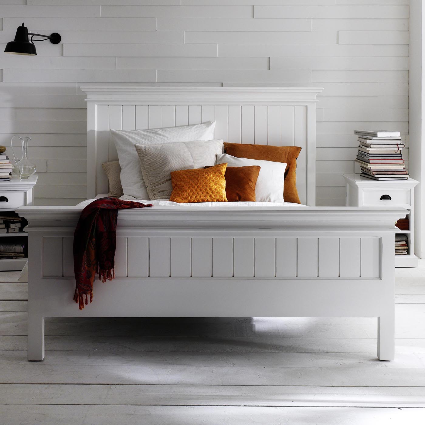 Halifax Coastal White King Size Bed 180
