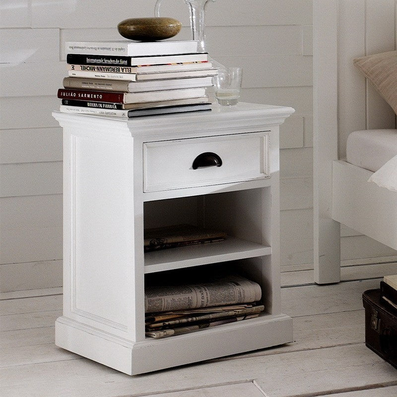 Halifax Coastal White Bedside Table with Shelves